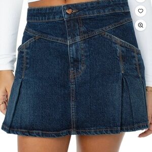 Celebrity Pink Women's Western Pleated Denim Mini Skirt, Size: Large